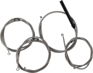 Kit completo de cables de manillar y latiguillo de freno trenzados en acero inoxidable - 12"-14"
