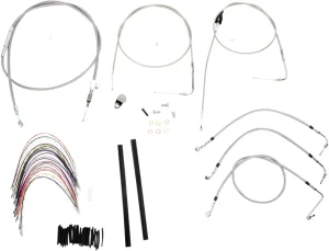 Kit completo de cables y latiguillos de freno de manillar trenzados en acero inoxidable - 18"