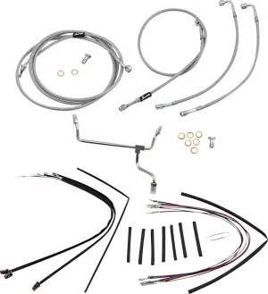 Kit completo de cables y latiguillos de freno de manillar trenzados en acero inoxidable - 16"
