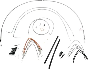 Kit completo de cables y latiguillos de freno de manillar trenzados en acero inoxidable - 16"