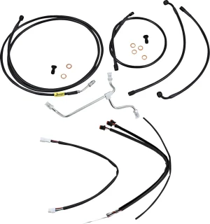 Kit Completo de Cables/Líneas de Manillar de Vinilo Negro para Ape Hangers - control 17 FLHX 15