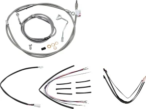 Kit completo de cables y latiguillos de freno de manillar trenzados en acero inoxidable - 16"
