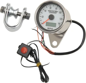 Velocímetro electrónico programable mini con velocímetro/cuentakilómetros parcial - 2.4" pulido esfera blanca <span style="color: red;font-size: 0,5em">- ALMACEN USA-</span>