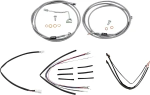 Kit completo de cables y latiguillos de freno de manillar trenzados en acero inoxidable - 18"