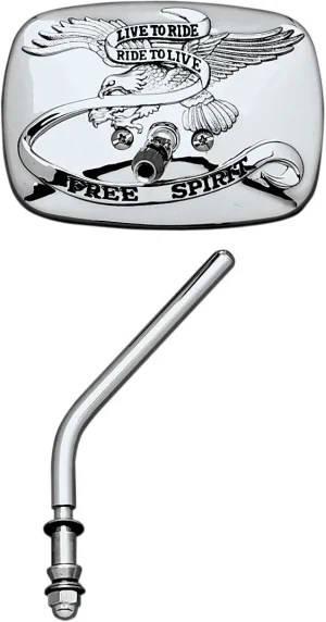 Espejo Custom "Live to Ride" - izquierdo cromado
