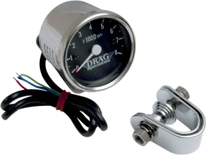 Tacómetro electrónico estilo Mini de 2,4" / 8000 RPM - bombilla Cromado esfera negra