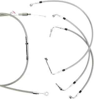 Kit completo de cables y latiguillos de freno de manillar trenzados en acero inoxidable - 13"