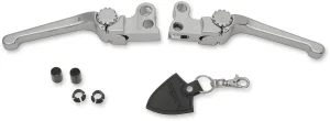 Juego de manetas ajustables Anthem para modelos Harley - palancas aluminio cromo natural
