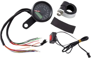 Velocímetro mini programable métrico 1-7/8" con luces indicadoras