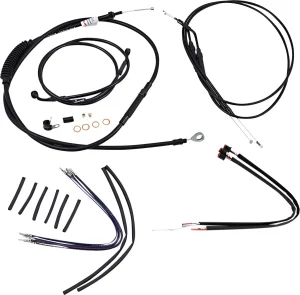 Kit Completo de Cables/Líneas de Manillar de Vinilo Negro para Ape Hangers - 14"