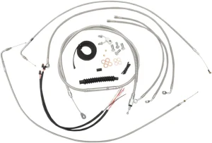 Kit completo de cables de manillar y latiguillo de freno trenzados en acero inoxidable - 12"-14"