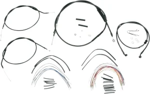 Kit Completo de Cables/Líneas de Manillar de Vinilo Negro para Ape Hangers - 12"