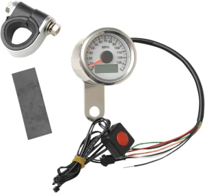 Velocímetro electrónico programable mini con velocímetro/cuentakilómetros parcial - 1.8" pulido esfera blanca <span style="color: red;font-size: 0,5em">- ALMACEN USA-</span>