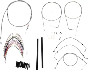 Kit completo de cables y latiguillos de freno de manillar trenzados en acero inoxidable - 18"