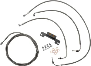 Kit de cable de manillar/línea de freno trenzado en acero inoxidable estándar - 15"-17"