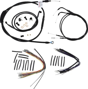 Kit Completo de Cables/Líneas de Manillar de Vinilo Negro para Ape Hangers - 14"