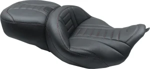 Asiento touring de lujo de una pieza con opción de respaldo desmontable - super negro rojo
