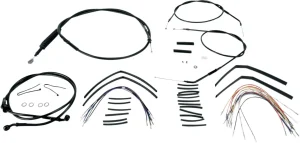 Kit Completo de Cables/Líneas de Manillar de Vinilo Negro para Ape Hangers - 14"