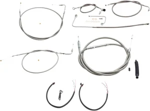Kit completo de cables de manillar y latiguillo de freno trenzados en acero inoxidable