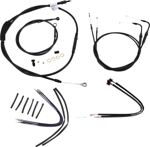 Kit Completo de Cables/Líneas de Manillar de Vinilo Negro para Ape Hangers - 14"