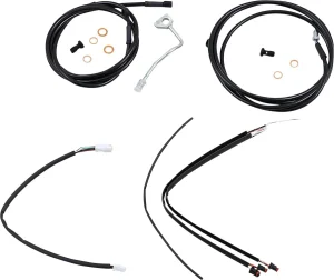 Kit Completo de Cables/Líneas de Manillar de Vinilo Negro para Ape Hangers - 18"
