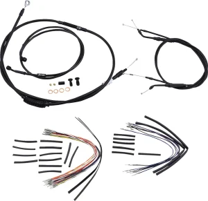 Kit Completo de Cables/Líneas de Manillar de Vinilo Negro para Ape Hangers - 14"