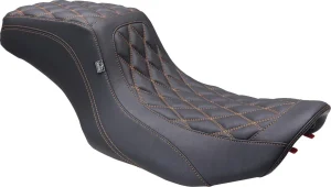 Asiento Double Diamond Squareback - doble diamante negro hilo naranja