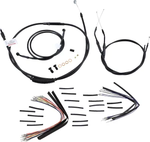 Kit Completo de Cables/Líneas de Manillar de Vinilo Negro para Ape Hangers - 16"