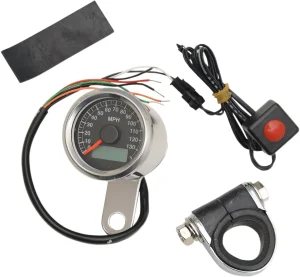 Velocímetro electrónico programable mini con velocímetro/cuentakilómetros parcial - 1.8" pulido esfera negra <span style="color: red;font-size: 0,5em">- ALMACEN USA-</span>