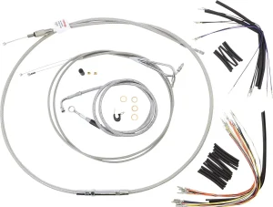 Kit completo de cables y latiguillos de freno de manillar trenzados en acero inoxidable - 14"