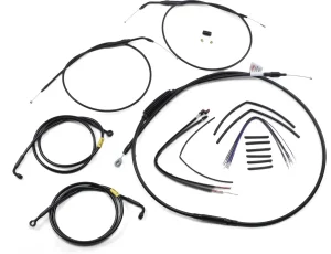 Kit Completo de Cables/Líneas de Manillar de Vinilo Negro para Ape Hangers - mandos 14 FXDF