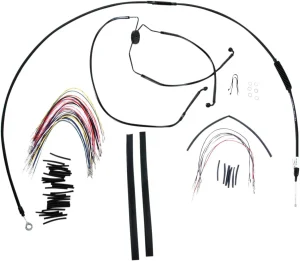 Kit Completo de Cables/Líneas de Manillar de Vinilo Negro para Ape Hangers - 16"