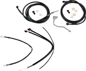 Kit Completo de Cables/Líneas de Manillar de Vinilo Negro para Ape Hangers - 16"
