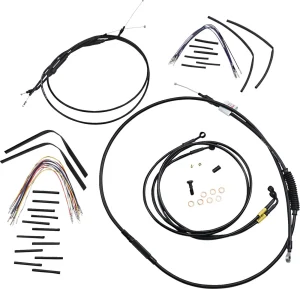 Kit Completo de Cables/Líneas de Manillar de Vinilo Negro para Ape Hangers - mandos 16 FXDL