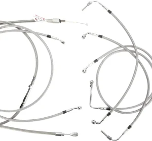 Kit completo de cables y latiguillos de freno de manillar trenzados en acero inoxidable - 15"