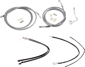 Kit completo de cables y latiguillos de freno de manillar trenzados en acero inoxidable - 16"