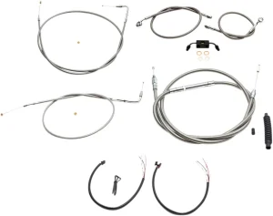 Kit completo de cables de manillar y latiguillo de freno trenzados en acero inoxidable