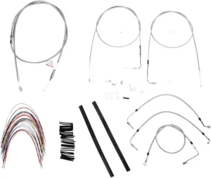 Kit completo de cables y latiguillos de freno de manillar trenzados en acero inoxidable - 14"