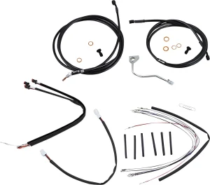 Kit Completo de Cables/Líneas de Manillar de Vinilo Negro para Ape Hangers - 18"