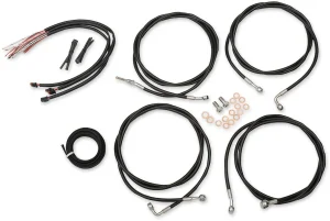 Kit completo de cables y latiguillo de freno de manillar trenzado en vinilo negro