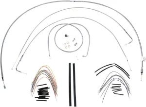 Kit completo de cables y latiguillos de freno de manillar trenzados en acero inoxidable - 16"