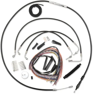 Kit completo de cables y latiguillo de freno de manillar trenzado en vinilo negro