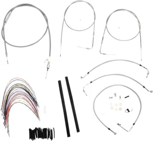Kit completo de cables y latiguillos de freno de manillar trenzados en acero inoxidable - 14"