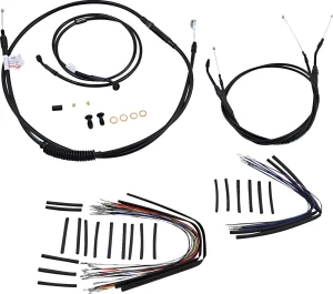 Kit Completo de Cables/Líneas de Manillar de Vinilo Negro para Ape Hangers - 14"
