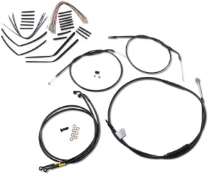Kit Completo de Cables/Líneas de Manillar de Vinilo Negro para Ape Hangers - mandos 14 FXDF