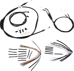 Kit Completo de Cables/Líneas de Manillar de Vinilo Negro para Ape Hangers - 14"