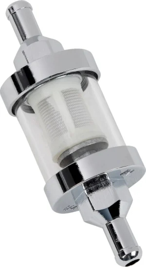 Filtro de combustible transparente - 1.375" con ENTRADA 5/16" CRISTAL/CROMO
