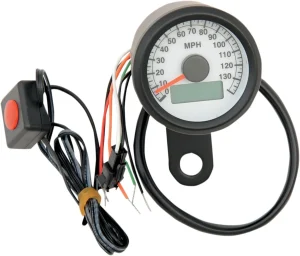 Velocímetro electrónico programable mini con velocímetro/cuentakilómetros parcial - 1.8" carcasa negra esfera blanca <span style="color: red;font-size: 0,5em">- ALMACEN USA-</span>