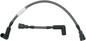 Cable de bujía trenzado - encendido cromo negro