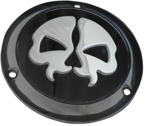 Tapa de embrague Split Skull - derby 3-agujeros negra <span style="color: red;font-size: 0,5em">- ALMACEN USA-</span>